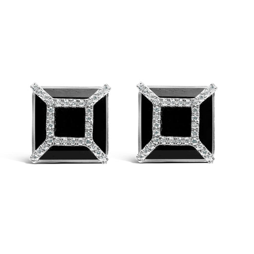 Bids.com 14K White Gold 3/8ct Diamond with 11x11MM Black Onyx Stud Earrings (G-H Color, SI1-SI2 Clarity) Earrings