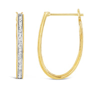 Bids.com 10K Yellow Gold 1.00 Cttw Round and Baguette-Cut Diamond U-Hoop Earrings (H-I Color, SI2-I1 Clarity) Earrings