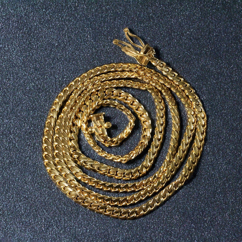Bids.com 3.2mm 14k Yellow Gold Classic Solid Miami Cuban Chain Necklaces