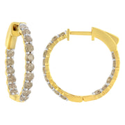 Bids.com 10K Yellow Gold Plated Sterling Silver Diamond Hoop Earrings (2 cttw, K-L Color, I2-I3 Clarity) Earrings