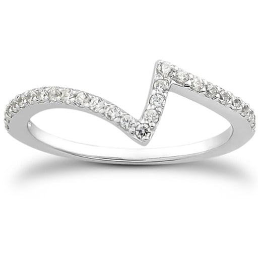Bids.com 14k White Gold Fancy Zig Zag Pave Diamond Wedding Ring Band Rings