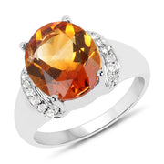 Bids.com 3.94 Carat Genuine Madeira Citrine & White Topaz .925 Sterling Silver Ring Rings