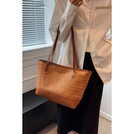 PU Leather Straps Large Tote Bag