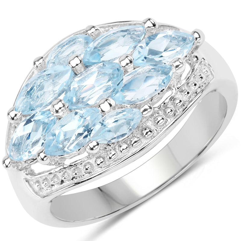 Bids.com 2.50 Carat Genuine  Blue Topaz .925 Sterling Silver Ring Rings