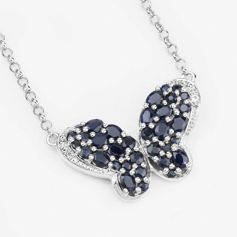 Bids.com 3.83 Carat Genuine Blue Sapphire and White Zircon .925 Sterling Silver Pendant Pendants