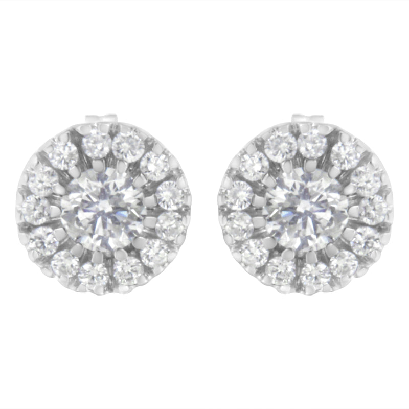 Bids.com 14k White Gold 1 cttw Diamond Halo Stud Earrings (I-J Clarity, I1-I2 Color) Earrings