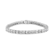 Bids.com 14K White Gold 4 3/8 Cttw Alternating Invisible Set Princess and Baguette Diamond Tennis Bracelet (G-H Color, VS1-VS2 Clarity) - Size 7" Bracelets