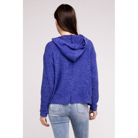 Hooded Brushed Melange Hacci Sweater