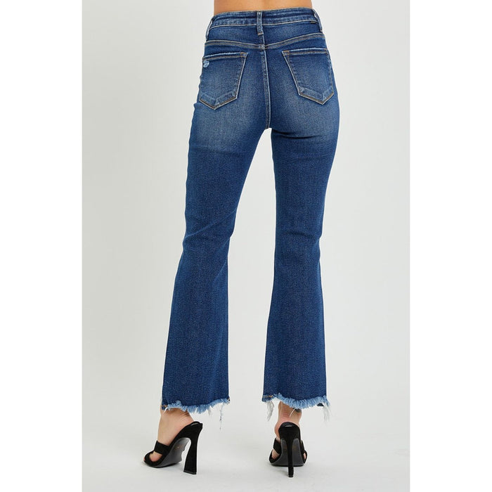 RISEN High Rise Distressed Crop Flare Jeans