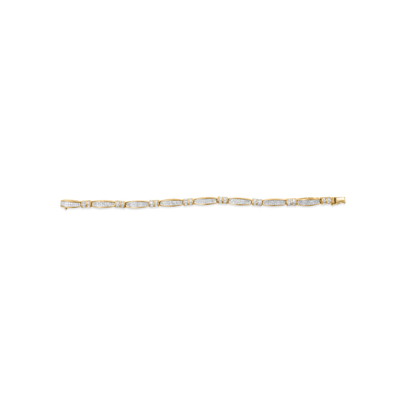 Bids.com 14K Yellow Gold Princess and Baguette Cut Diamond Beaded Bracelet (3.00 cttw, H-I Color, SI1-SI2 Clarity) Bracelets