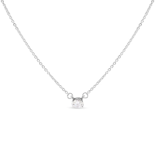 Bids.com 14K White Gold 1/4 Cttw Lab Grown Oval Solitaire Diamond East West 18" Pendant Necklace (G-H Color, VS2-SI1 Clarity) Necklaces