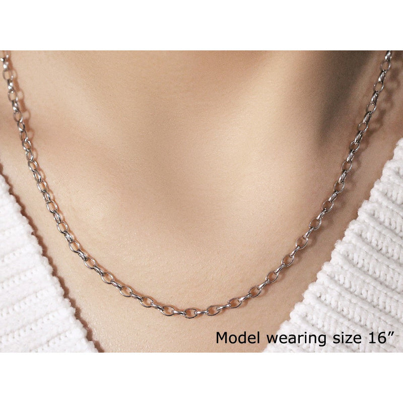 Bids.com 3.2mm 14k White Gold Oval Rolo Chain Necklaces