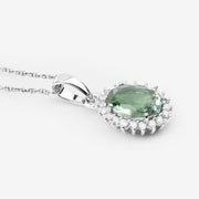 Bids.com 1.39 Carat Genuine Green Tourmaline and White Diamond 14K White Gold Pendant Pendants