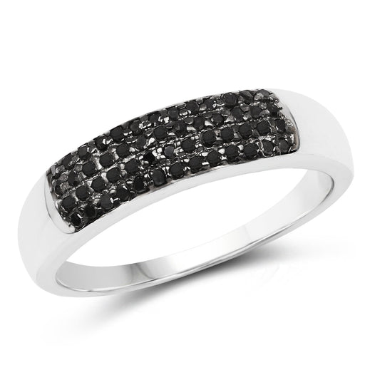 Bids.com 0.22 Carat Genuine Black Diamond .925 Sterling Silver Ring Rings