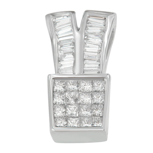 Bids.com 14K White Gold 1 1/3 cttw Princess and Baguette Cut Diamond Sparkling Shapes Pendant Necklace (H-I, SI1-SI2) Necklaces