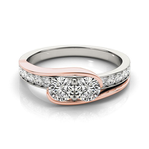 Bids.com Two Stone Diamond Ring in 14k White And Rose Gold (3/4 cttw) Rings