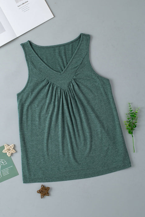 V-Neck Wide Strap Tank Top in Black Forest