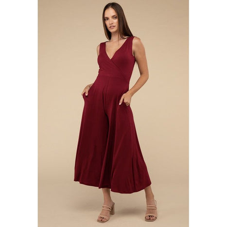 Surplice Neckline Sleeveless Jumpsuit