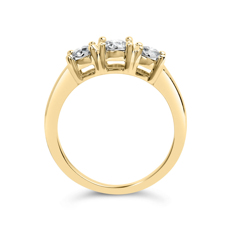 Bids.com 10K Yellow Gold 1/2 Cttw Miracle Set Round Diamond Three Stone Illusion Plate Ring (I-J Color, I2-I3 Clarity) - Size 7 Rings