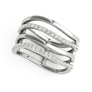 Bids.com 14k White Gold Multiple Band Design Ring with Diamonds (3/8 cttw) Rings