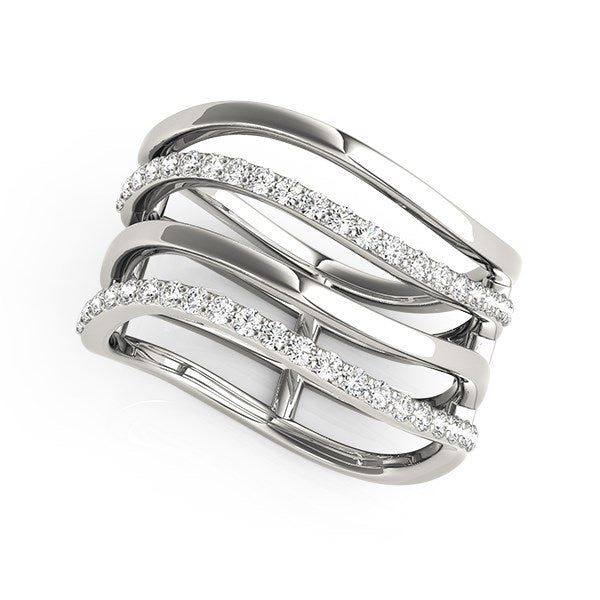 Bids.com 14k White Gold Multiple Band Design Ring with Diamonds (3/8 cttw) Rings