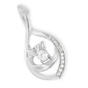 Bids.com 10K White Gold 1/4 Cttw Brilliant-Cut Round Diamond Spiral Link 18" Pendant Necklace (I-J Color, I2-I3 Clarity) Necklaces