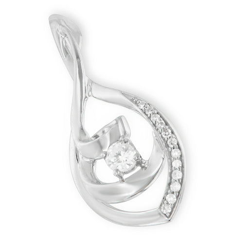 Bids.com 10K White Gold 1/4 Cttw Brilliant-Cut Round Diamond Spiral Link 18" Pendant Necklace (I-J Color, I2-I3 Clarity) Necklaces