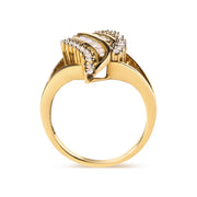 Bids.com 10K Yellow Gold 1/2 Cttw Round and Baguette Cut Diamond Cocktail Ring (H-I Color, I1-I2 Clarity) Rings