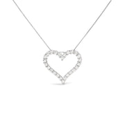 Bids.com .925 Sterling Silver 2.0 Cttw Diamond Open Heart 18" Pendant Necklace (I-J Color, I2-I3 Clarity) Necklaces