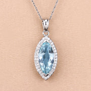 Bids.com 2.55 Carat Genuine Aquamarine and White Diamond 14K White Gold Pendant Pendants
