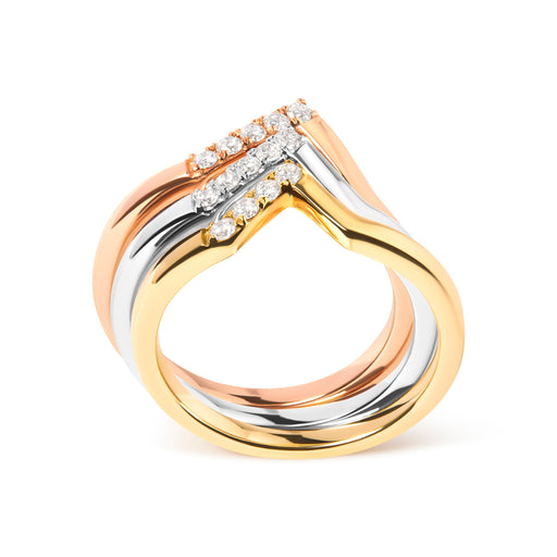 Bids.com 14K Gold 1/4 Cttw Diamond Geometrical Chevron V Stackable Band Ring Set (G-H Color, SI1-SI2 Clarity) - Size 7 Rings