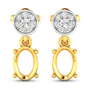 Bids.com 0.11 Carat Genuine White Diamond 14K Yellow Gold Semi Mount Earrings - holds 7x5mm Oval Gemstones Earrings