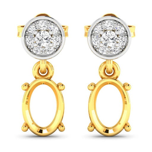 Bids.com 0.11 Carat Genuine White Diamond 14K Yellow Gold Semi Mount Earrings - holds 7x5mm Oval Gemstones Earrings