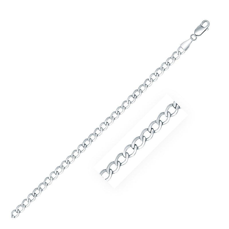 Bids.com Rhodium Plated 3.7mm Sterling Silver Curb Style Chain Necklaces