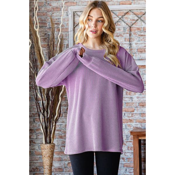 Heimish Round Neck Dropped Shoulder Blouse