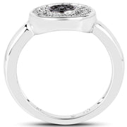 Bids.com 0.20 Carat Genuine Black Diamond and White Diamond .925 Sterling Silver Ring Rings