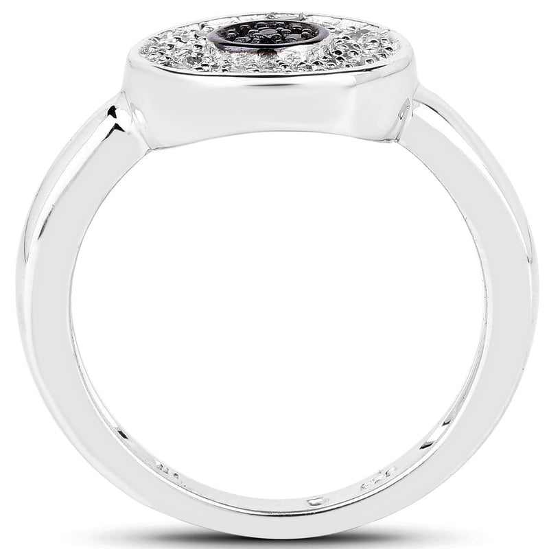 Bids.com 0.20 Carat Genuine Black Diamond and White Diamond .925 Sterling Silver Ring Rings