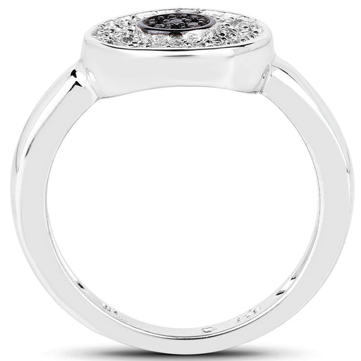 Bids.com 0.20 Carat Genuine Black Diamond and White Diamond .925 Sterling Silver Ring Rings