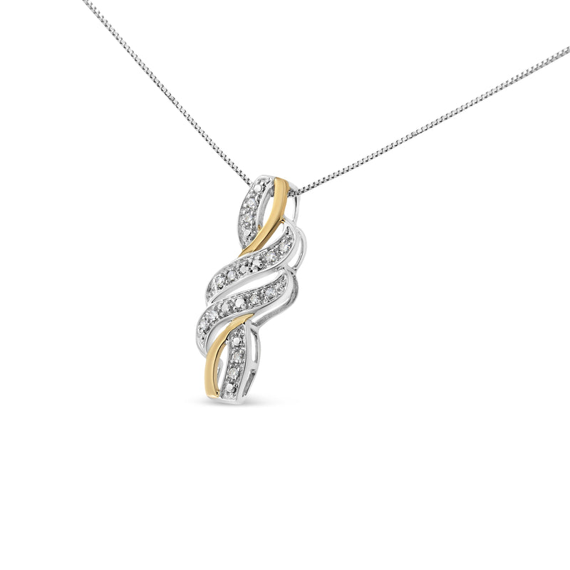 Bids.com 10K Yellow Gold Plated .925 Sterling Silver 1/20 cttw Round Cut Diamond Swirl Pendant Necklace (H-I Color, I2-I3 Clarity) Necklaces