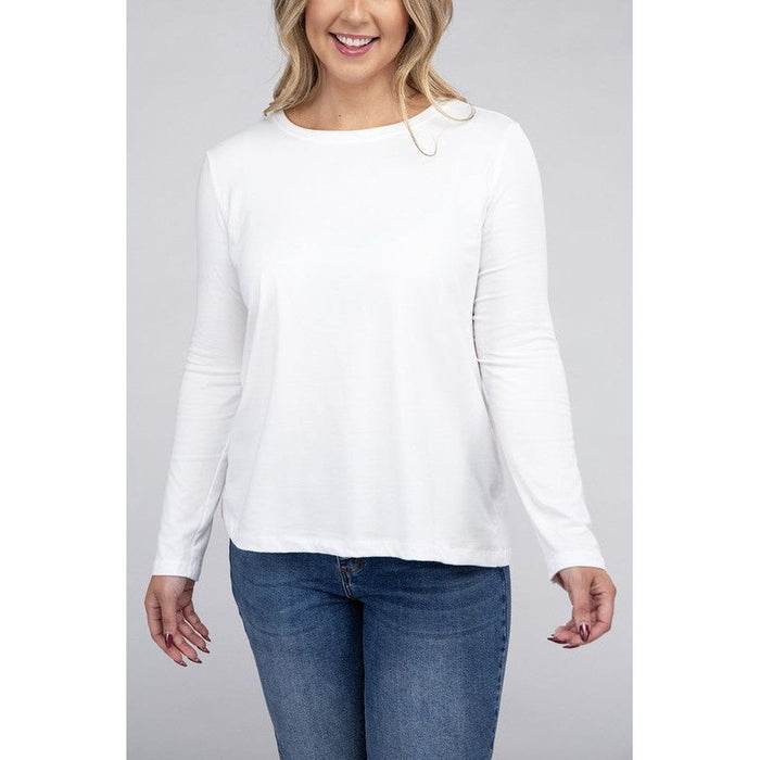 Plus Cotton Crew Neck Long Sleeve T-Shirt