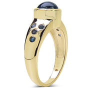 Bids.com 14K Yellow Gold Plated 1.87 Carat Genuine Blue Sapphire & White Diamond .925 Sterling Silver Ring Rings