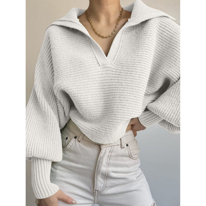 Johnny Collar Long Sleeve Sweater