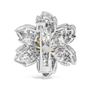 Bids.com 18K White Gold 2 3/4 Cttw Diamond and 12.5 MM Cultured Freshwater Pearl Floral Brooch Pin (G-H Color, VS1-VS2 Clarity) Accessories