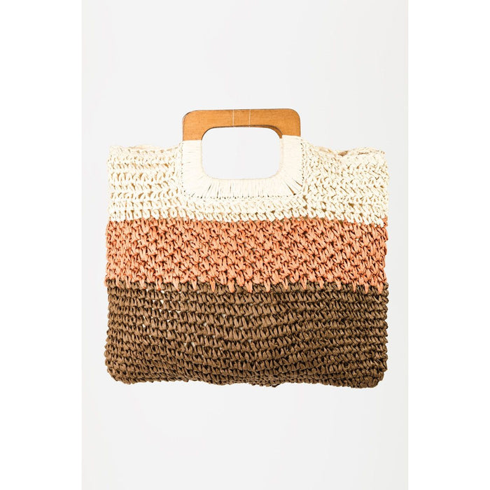 Fame Color Block Double-Use Braided Tote Bag