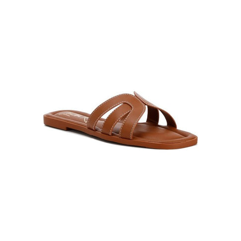 Aura Faux Leather Flat Sandals