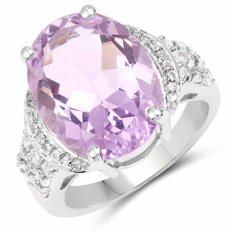 Bids.com 8.98 Carat Genuine Amethyst & White Topaz .925 Sterling Silver Ring Rings