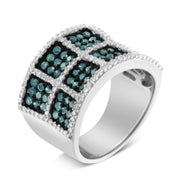 Bids.com 14K White Gold White and Treated Blue Diamond Cocktail Ring (1 1/2 Cttw, H-I Color, I1-I2 Clarity) - Size 6 Rings