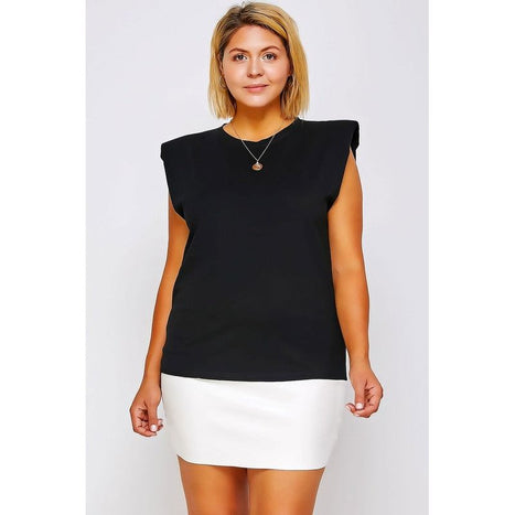 Knit Crew Neck Shoulder Pad Muscle Tee