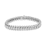 Bids.com 14K White Gold 5.0 Cttw Princess Cut Diamond 7" Invisible Set Wavy S-Link Tennis Bracelet (G-H Color, SI1-SI2 Clarity) Bracelets