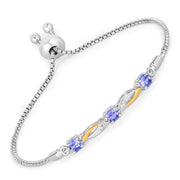 Bids.com 0.77 Carat Genuine Tanzanite and White Sapphire .925 Sterling Silver Bracelet Bracelets